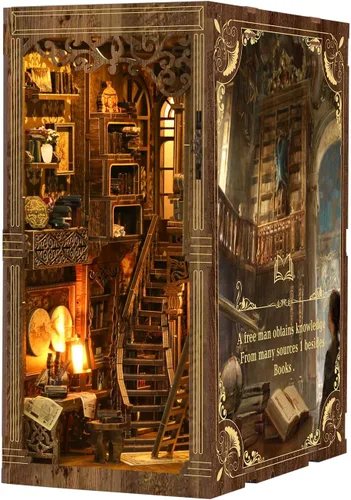 Kit de Rincón de Libros, Kit de Casa en Miniatura DIY, Kit de Construcción de Mini Casa, Kit de Casa de Muñecas en Miniatura para Adultos y