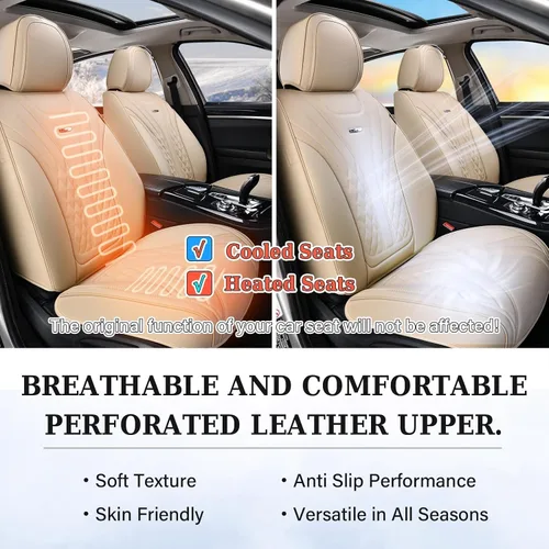 Miniatura 8 de Coverado - Juego completo de fundas de asiento delantero y trasero para automóvil, impermeable, piel de napa, protector, universal, para la mayoría