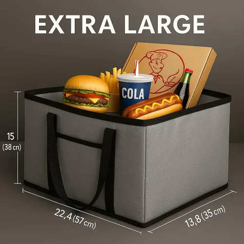 Miniatura 7 de musbus bolsa de catering aislada 22x14x13 Muy caliente XXXL Bolsa térmica aislada para entrega de alimentos, mantiene la comida caliente, catering