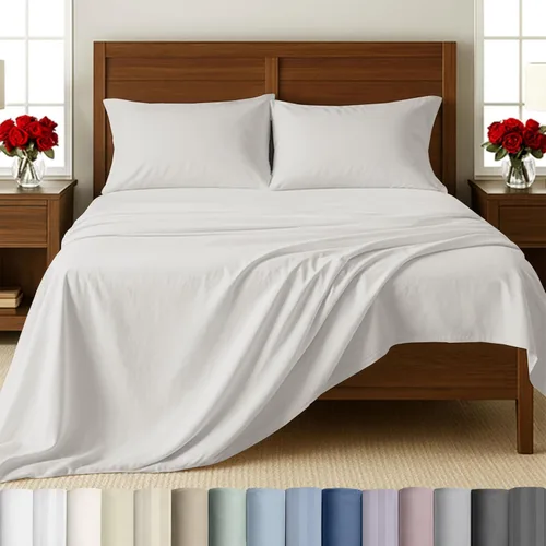 Miniatura 22 de California Design Den Sábanas de cama tamaño individual, sábanas suaves de 100% algodón con bolsillos profundos elásticos, 500 hilos satinados, 13