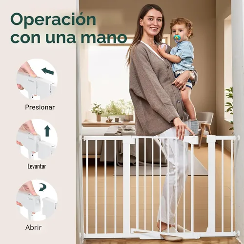 Miniatura 7 de Cumbor Puerta para Bebés de 29.7-48" para Escaleras, Ganadora del Premio Mom's Choice Awards - Puertas para Perros para Entradas, Puerta de Blanco
