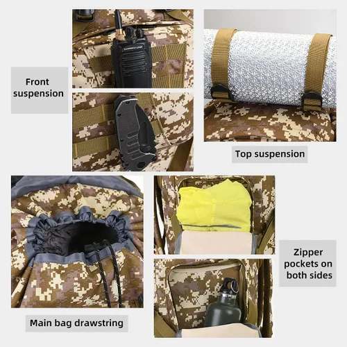 Miniatura 8 de Mochila de senderismo para acampar de 100L, mochila táctica militar Molle, mochila de senderismo ligera impermeable, Grande Citycamo