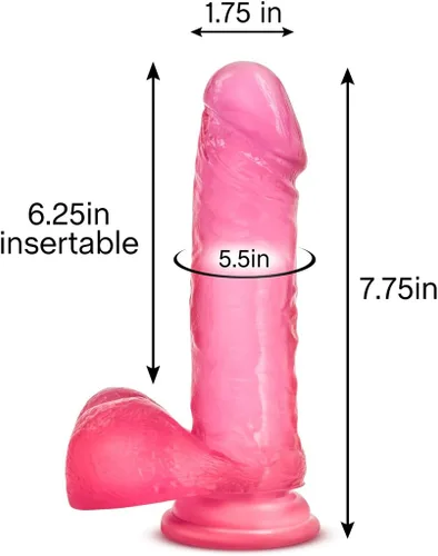 Miniatura 3 de Blush B Yours - Consolador realista Sweet N' Hard-2 de 7.75 pulgadas, compatible con pene realista flexible con bolas y arnés de ventosa