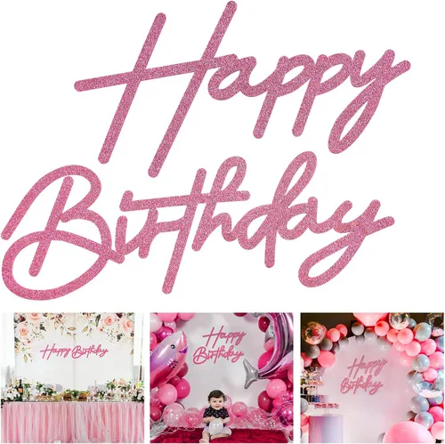 Miniatura 17 de Letrero negro de feliz cumpleaños para telón de fondo, letras de feliz cumpleaños de fieltro para arco de globos, decoraciones de telón de fondo
