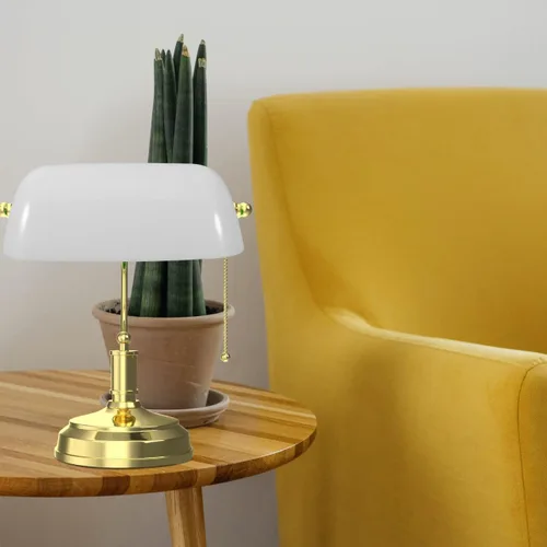 Miniatura 8 de VOSAREA Cubierta de lámpara de mesa retro de plástico blanco reemplazo para lámpara de escritorio de banqueros vintage