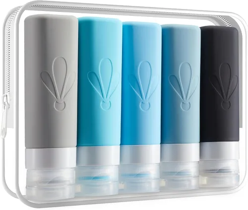 Miniatura 10 de INSFIT Botellas de viaje para artículos de tocador, artículos de aseo de tamaño de viaje de 3 onzas aprobadas por la TSA, sin BPA, tubos de silicona