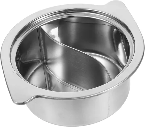 Miniatura 2 de ERINGOGO Olla caliente con divisor, olla antiadherente de acero inoxidable para Shabu Shabu, olla de sopa de doble cara, china para inducción