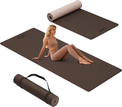 Miniatura 10 de HAHE Extra Thick Yoga Mat, 72"Lx32"Wx0.4"Th (10mm), Wide Non-slip Exercise Mats with Carry Strap, Double-Sided POE Fitness Mat for Yoga, Pilates &