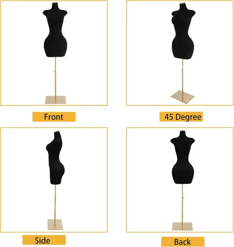 Miniatura 6 de Torso de maniquí femenino Forma de vestido de cuerpo ajustable Forma de vestido M-annequin para coser Altura ajustable de 59-83 pulgadas