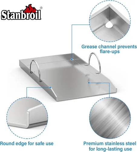 Miniatura 3 de Stanbroil Sartén de acero inoxidable con soporte de repuesto para parrillas Weber 8854 Weber Genesis II serie 400