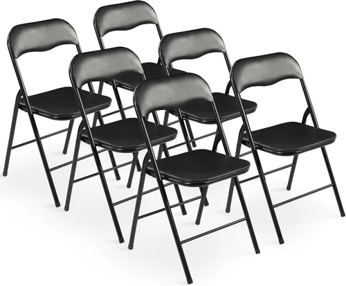 Miniatura 7 de Elevon Paquete de 2 sillas plegables, sillas acolchadas de vinilo con marco de metal resistente para el hogar y la oficina, para eventos
