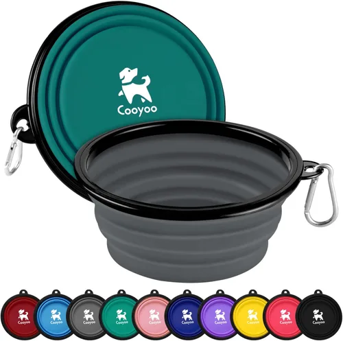 Miniatura 12 de COOYOO Cuenco plegable para perros, paquete de 2 cuencos plegables para agua para perros y gatos, plato portátil para alimentación de mascotas