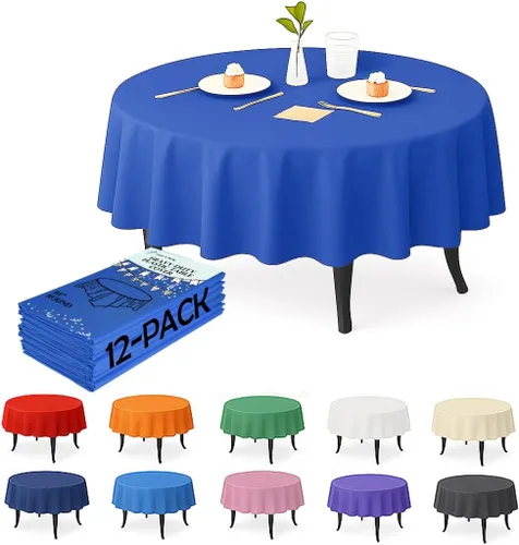 Miniatura 14 de Paquete de 12 manteles de plástico negro – Cubiertas de mesa desechables de 54 x 108 pulgadas para mesas rectangulares, resistentes y resistentes al