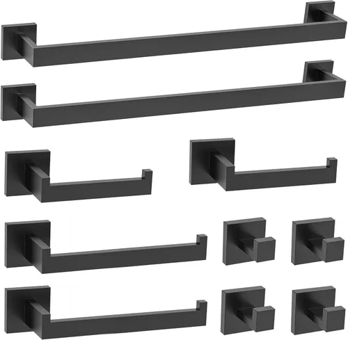 Miniatura 9 de TURS Juego de accesorios de baño de 5 piezas, juego de toalleros negros y dorados, incluye toallero de 24 pulgadas, soporte para toallas de mano