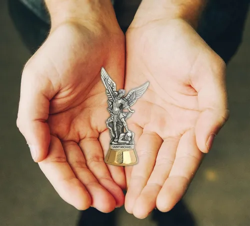 Miniatura 3 de Trendzeen Estatua de Arcángel de San Miguel de 3 pulgadas - Tarjeta Santa laminada, ficha de bolsillo, La oración del Señor - Estatua de San Miguel