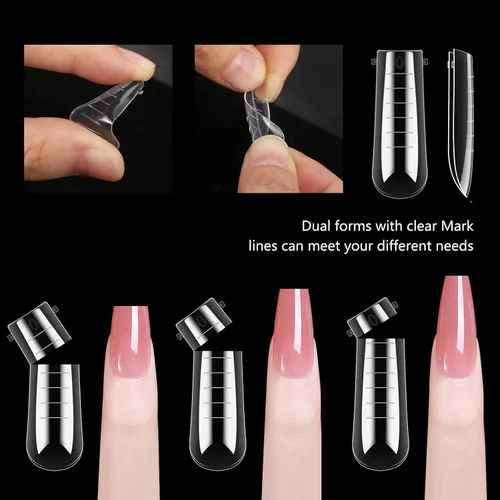 Miniatura 6 de LIONVISON Formas de uñas de poligel: 120 piezas de formas de uñas en forma de ataúd para gel constructor reutilizables - 12 tamaños de extensión