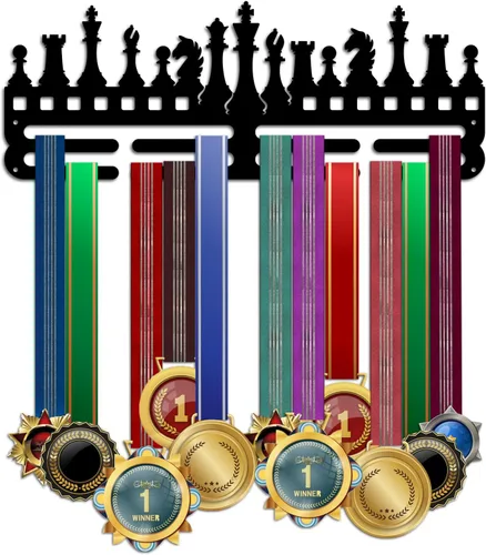 PH PandaHall Percha para medallas de ajedrez, marco de exhibición de medallas de competencia, premios, soporte de cinta deportiva, estante de