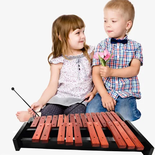 Miniatura 6 de ENNBOM Instrumento de percusión profesional de xilófono portátil Glockenspiel de madera de 25 teclas con mazos y bolsa de transporte