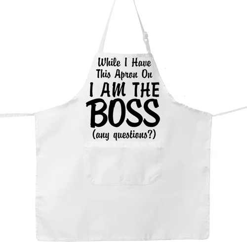 Miniatura 3 de G2TUP Delantal de cocina con texto en inglés «The Real Boss Apron While I Have This Apron On I Am The Boss», regalos de chef