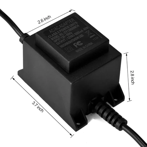 Miniatura 3 de AGPtEK Transformador convertidor de voltaje 110/120V a CA 12V/5A, convertidor de fuente de alimentación impermeable de 60 vatios para luz
