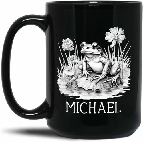 Miniatura 24 de Taza de café negra con diseño de oso de lápiz personalizada, regalo para los amantes de los osos, mamá y papá, taza de café de oso con dibujos