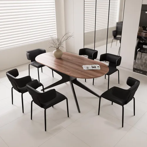 Miniatura 7 de YOUNIKE Silla de comedor tapizada individual de piel sintética de alta calidad con respaldo, moderna y acolchada, cómoda silla auxiliar para sala