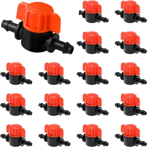 20pcs 1/4 pulgada Barb Shut-Off Válvula universal de riego por goteo tubería válvula de acoplamiento