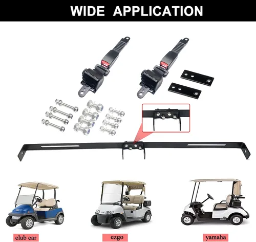 Miniatura 7 de Cinturones de seguridad retráctiles para carrito de golf de 42 pulgadas con kit de soporte de cinturón para Yamaha Club Car DS Precedent EZGO TXT RXV