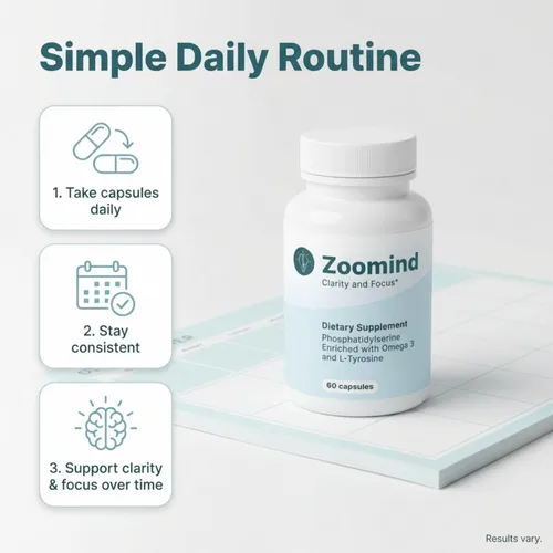 Miniatura 6 de Zoomind - Suplementos cerebrales para concentración y claridad, salud cerebral con omega-3, fosfatidilserina (PS) y L-tirosina. Apoya la función
