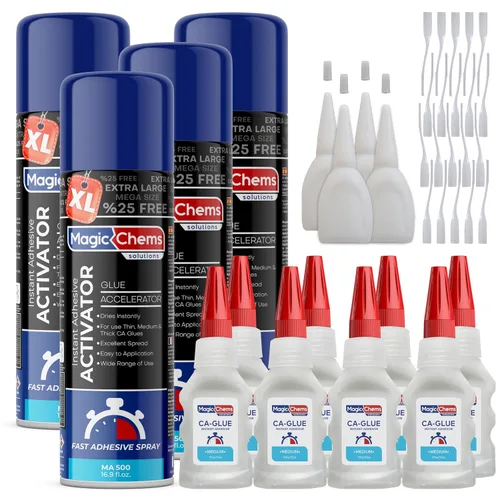 Miniatura 23 de Magic Chems - Pegamento CA con kit activador (2 pegamento de 0.8 onzas + activador de 6.7 onzas líquidas), adhesivo de cianoacrilato para impresión