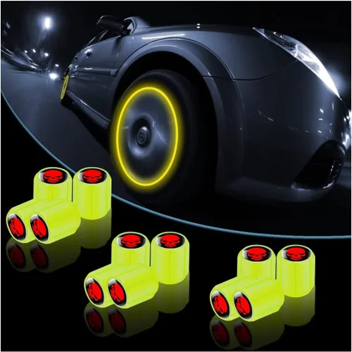 Miniatura 11 de 12 piezas de tapones fluorescentes con forma de calavera para válvulas de neumáticos de automóvil, cubierta de válvula de rueda de ABS resistente a