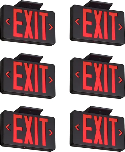 Miniatura 19 de TANLUX Señal de Salida Roja con Carcasa Negra, Luz LED de Salida de Emergencia con Batería de Respaldo, Listado UL, Letreros de Salida Cableados