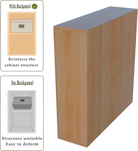 Miniatura 50 de OSCHF - Estantería de almacenamiento de 12 cubos, estantería de madera de 3 niveles con espacios abiertos para el hogar y la oficina, organizador