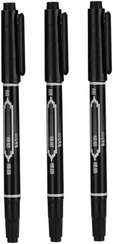 Rotulador de tatuaje, lápiz de marcado de piel impermeable, punta fina, tinta corporal, negro, 3 unidades, tatuajes temporales