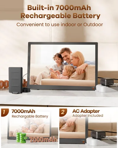 Miniatura 3 de NORTHING Televisor portátil de 17.2 pulgadas con antena, 7000 mAH integrado con entrada USB/HDMI/AV, T V pequeño de 12 V para camping, cocina