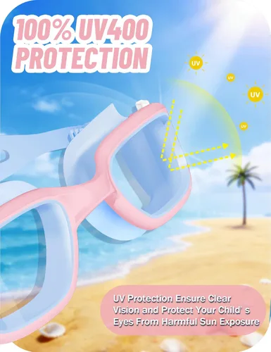 Miniatura 2 de Vvinca Gafas de natación para niños, gafas de natación para niños pequeños de 3 a 14 años, protección UV antivaho sin fugas, gafas de piscina