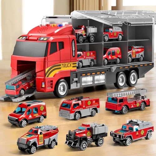 Miniatura 8 de NIPLOOOW - Juego de vehículos de construcción para niños, camión de juguete con alfombra de juego y coche de juguete fundido a presión