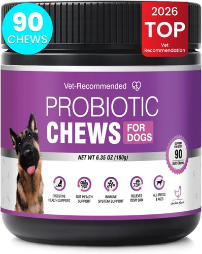 Miniatura 10 de Probióticos para perros, probióticos masticables y picor intestinal digestivo, probióticos para la piel, alivio de la picazón, diarrea, 50 tabletas