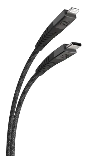 Scosche HDCI4B4SG-SP Strikeline - Cable trenzado de carga y sincronización premium con certificación MFi para dispositivos Lightning y USB-C, 4 Negro