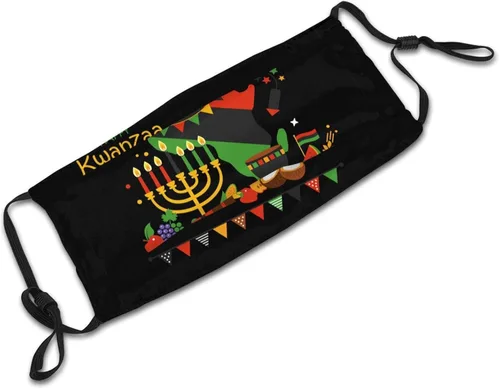 Miniatura 6 de UJVPXH Happy Kwanzaa - Mascarilla facial decorativa ajustable reutilizable al viento