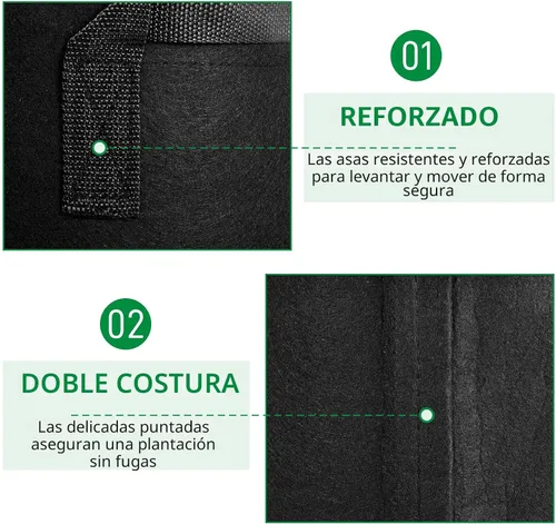 Miniatura 3 de JNYONG - Paquete de 12 bolsas de cultivo no tejidas engrosadas de 10 galones, macetas de tela de aireación con asas