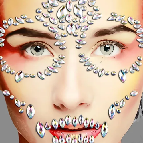 Miniatura 7 de Kit de tatuaje temporal del Día de los Muertos, gemas de cara de calavera, tatuajes, diamantes de imitación para hombres, mujeres, niños, Halloween