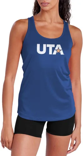 Miniatura 450 de Camiseta deportiva sin mangas oficial de NCAA Collegiate para mujer, con espalda cruzada, colección con logotipo primario