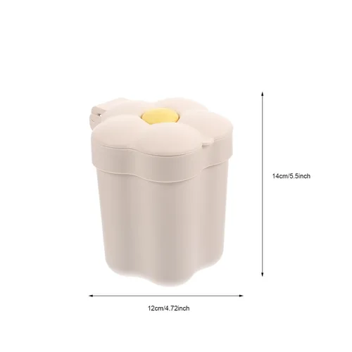 Miniatura 8 de Cabilock Mini basurero de escritorio con tapa en forma de flor, cubo de basura pequeño para oficina, dormitorio, organización de mesa