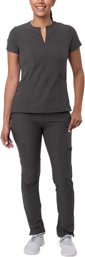 Adar Addition Go-Higher - Juego de uniforme quirúrgico para mujer, camiseta con muescas y cuello en V, pantalones cargo quirúrgicos y ajustados