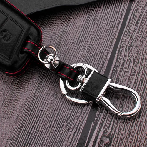 Miniatura 7 de Hombres Mujeres Cuero Genuino Llavero Funda Para Volkswagen/Para Skoda/Para Audi/Para Asiento Flip Car Remote Key Case Funda Funda Con Kit Llavero
