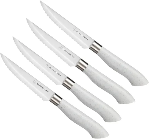 Miniatura 15 de Dura Living Juego de 5 cuchillos de cocina de corte ecológico, cuchillas de acero inoxidable de alto carbono con asas ergonómicas ecológicas, Gris