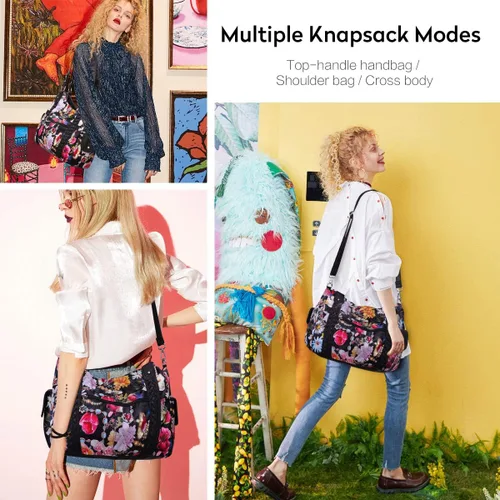 Miniatura 113 de Angel Barcelo - Bolsa de hombro amplia para mujer, diseño Hobo, cuero lavado