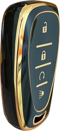 Miniatura 5 de Funda para llavero Chevy Volt EV EUV Bolt Spark Traverse Trailblazer LT Trax Sonic Equinox Smart Key Shell (oro-negro)