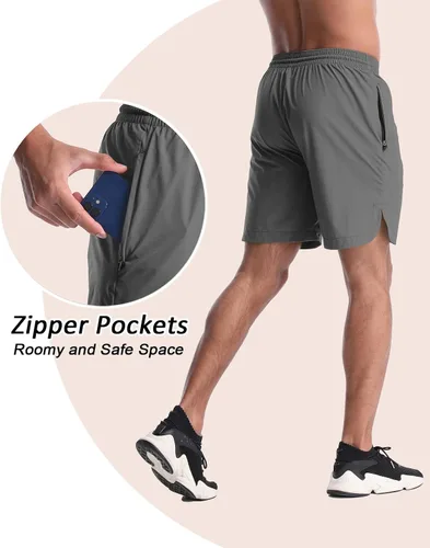 Miniatura 2 de CANGHPGIN Pantalones cortos de entrenamiento para hombre de 7 pulgadas, ligeros, paquete de 2 pantalones cortos de baloncesto con bolsillos